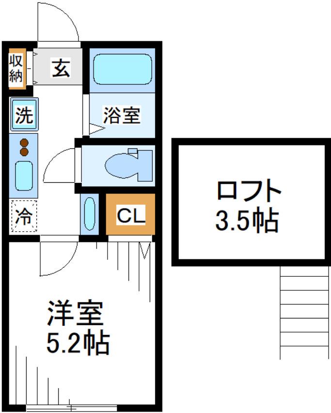 クレストコート上永谷(1K/2階)の間取り写真
