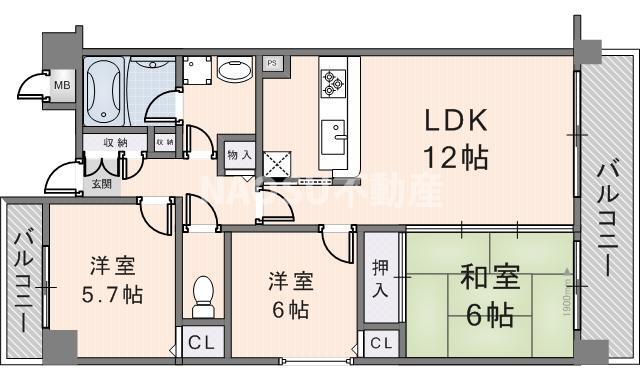 FREAはい21(3LDK/2階)の間取り写真