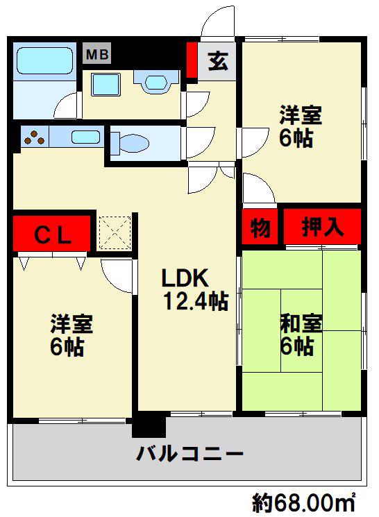 アルモニコス70(3LDK/3階)の間取り写真