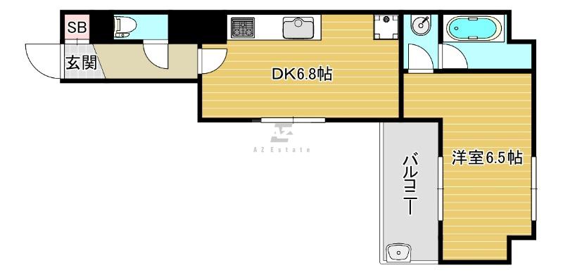 ZEUS桜川プレミアム(1DK/11階)の間取り写真