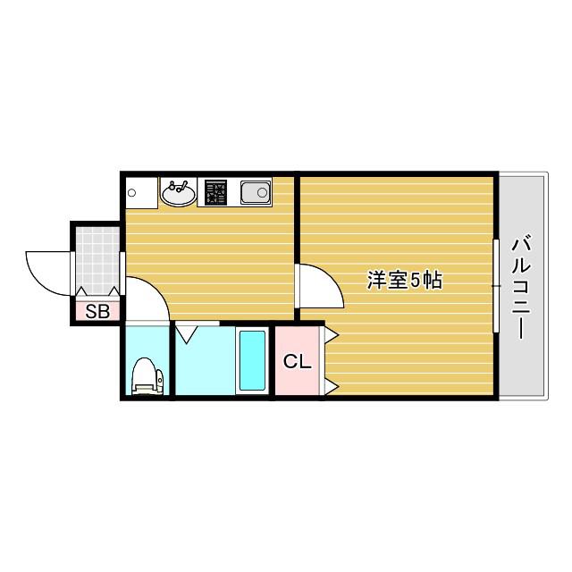 エスリード南堀江リバーサイド(1K/2階)の間取り写真