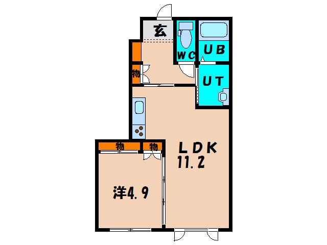 カーザプレスト(1LDK/1階)の間取り写真