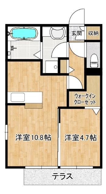 スプランディードシンフォニーA棟(1LDK/1階)の間取り写真