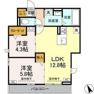 フレアブラーブ(2LDK/2階)の間取り写真
