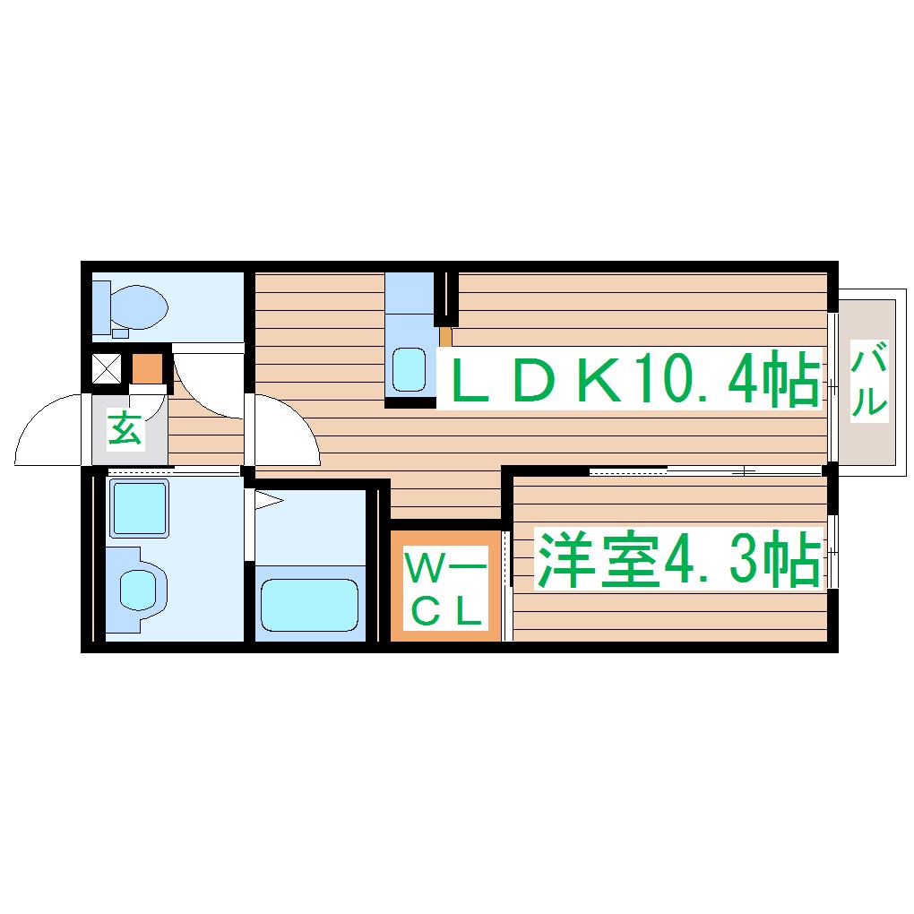 ハンズ・スクエアII(1LDK/1階)の間取り写真