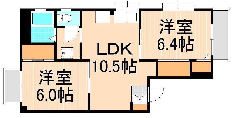 レジデンス北千住(2LDK/1階)の間取り写真