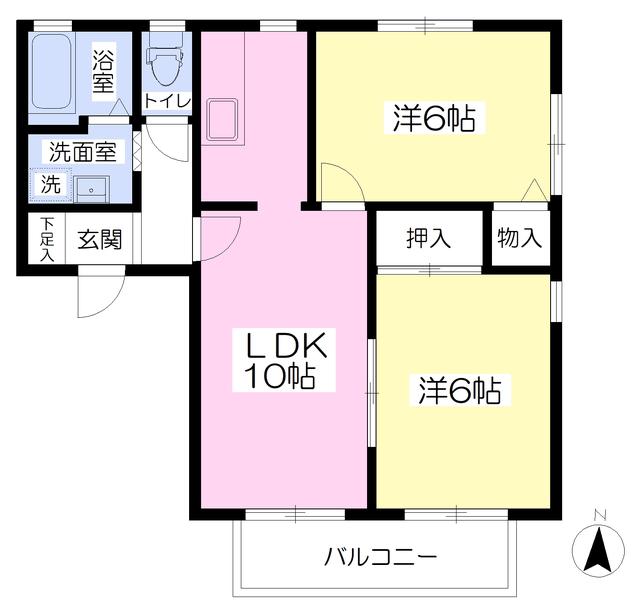 メゾンボヌールA(2LDK/2階)の間取り写真
