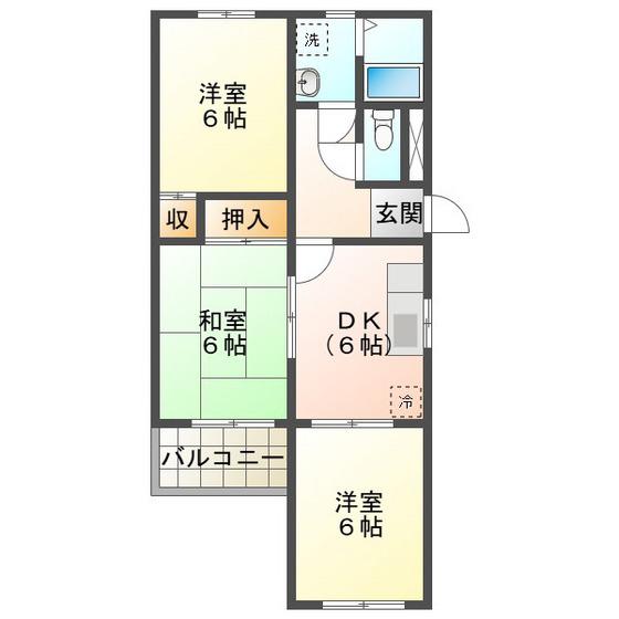 エクメーネ加藤7(3DK/2階)の間取り写真