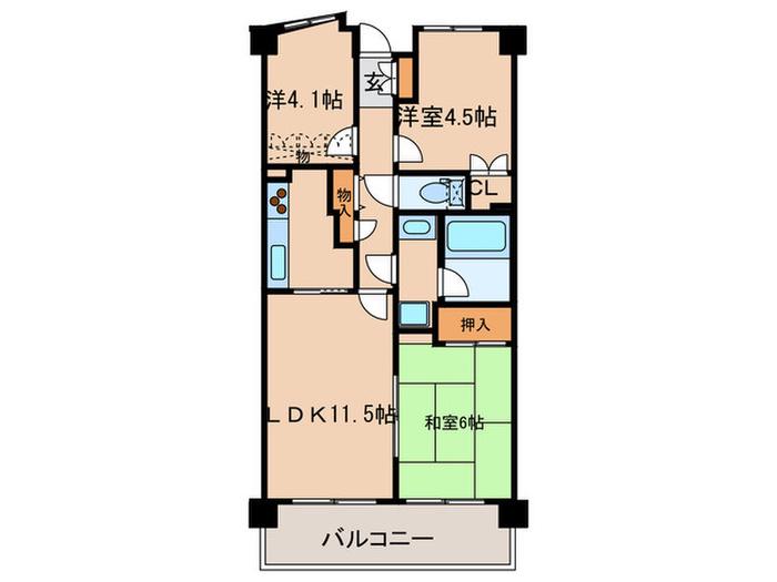 元住吉南パークホームズ(3LDK/5階)の間取り写真
