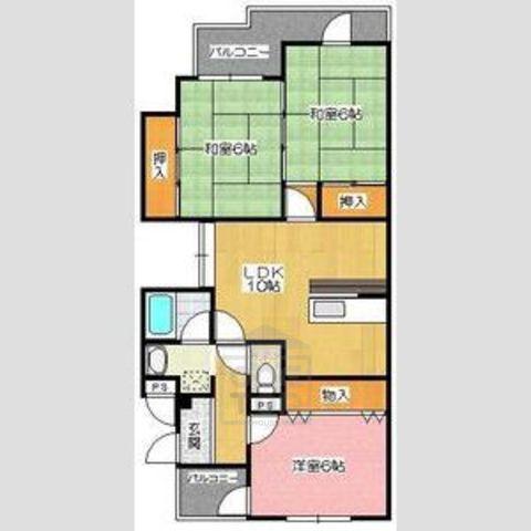 マンションアメニティPARTⅡ(3LDK/4階)の間取り写真