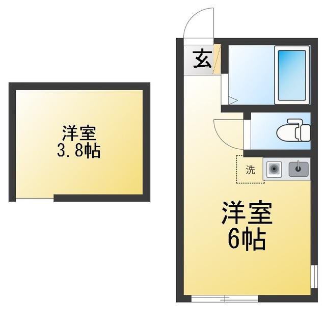 ユナイト六浦クレメント(ワンルーム/2階)の間取り写真