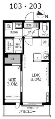 ガーデンヒルズ宮原(1LDK/1階)の間取り写真