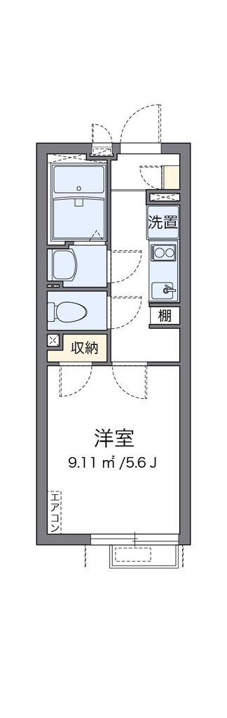 クレイノ西調布(1K/2階)の間取り写真