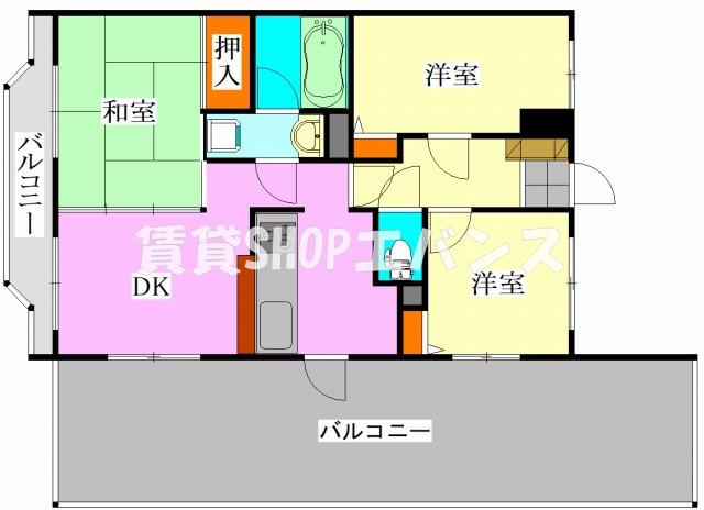 LEO拾八番館(3DK/5階)の間取り写真