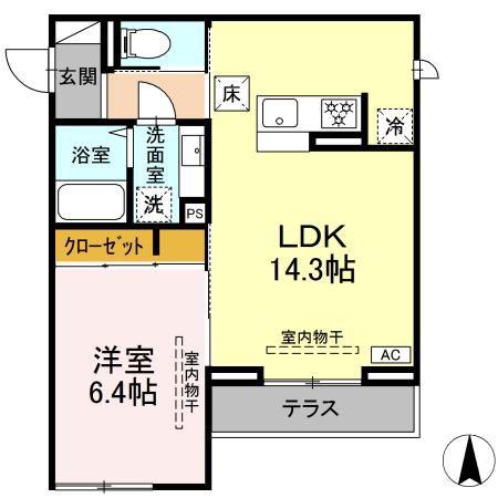 シェモアさがみ野(1LDK/1階)の間取り写真