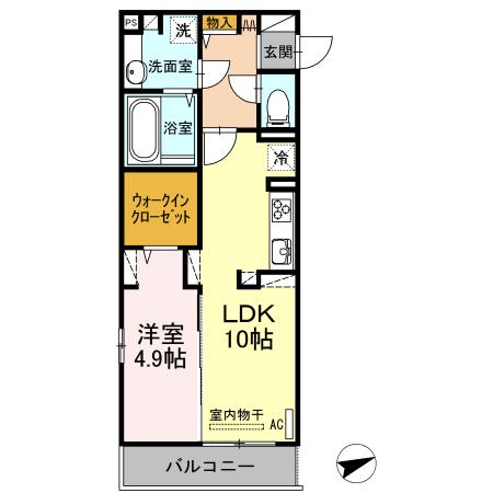 フロレゾン A棟(1LDK/3階)の間取り写真