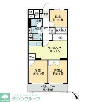 ヴェルドミール大和田(3DK/1階)の間取り写真