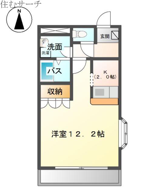グロリアス・M(1K/1階)の間取り写真