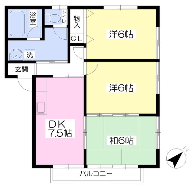 イーストハイツ岡田(3DK/2階)の間取り写真