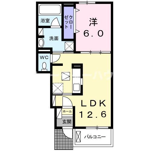 サウスルーチェI(1LDK/1階)の間取り写真
