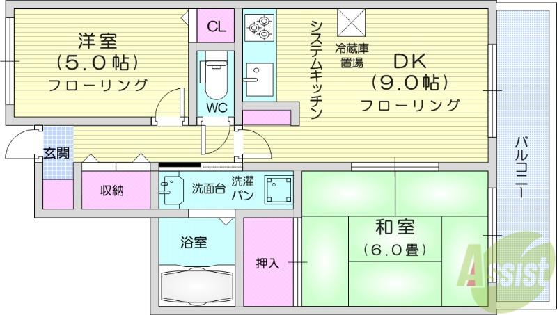 ルシード上飯田(2DK/2階)の間取り写真