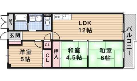 メゾン・トゥルース(3LDK/1階)の間取り写真