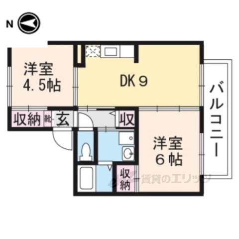 メゾン丹和A棟(2DK/2階)の間取り写真