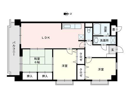 エーデルハウス友泉(3LDK/3階)の間取り写真