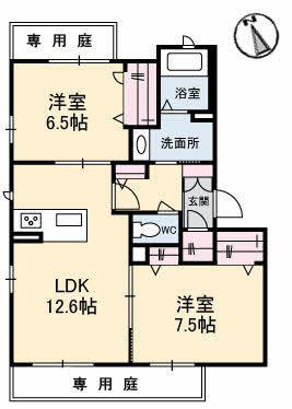 舟入リバーサイドコート(2LDK/1階)の間取り写真
