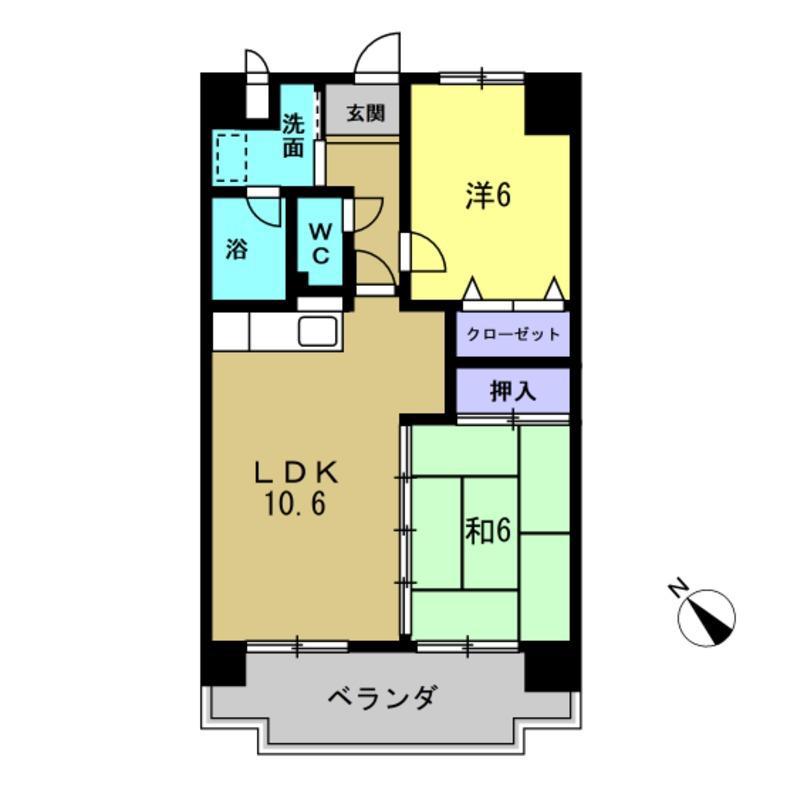 アイリット名和(2LDK/2階)の間取り写真