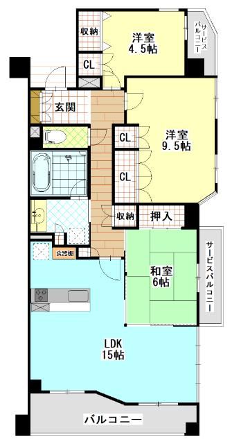 ナイスロイヤルテラス小田原城山(3LDK/6階)の間取り写真