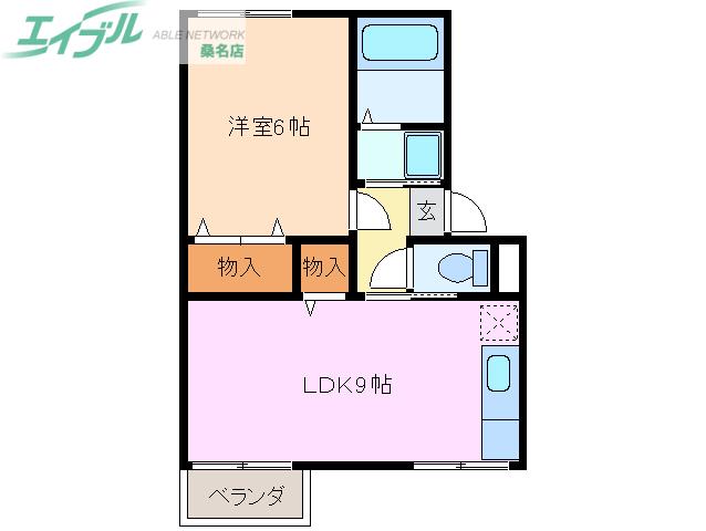 エスポワールあさひ(1LDK/1階)の間取り写真