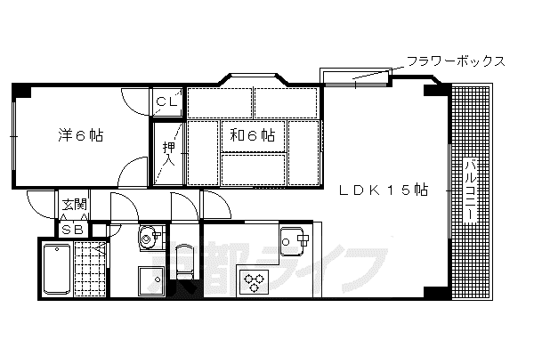 ヒルフローラルハイツ(2LDK/2階)の間取り写真