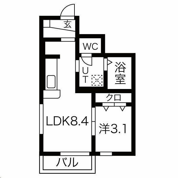 FOLUNAI(1LDK/1階)の間取り写真