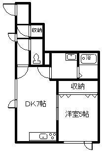 樹華II(1DK/2階)の間取り写真