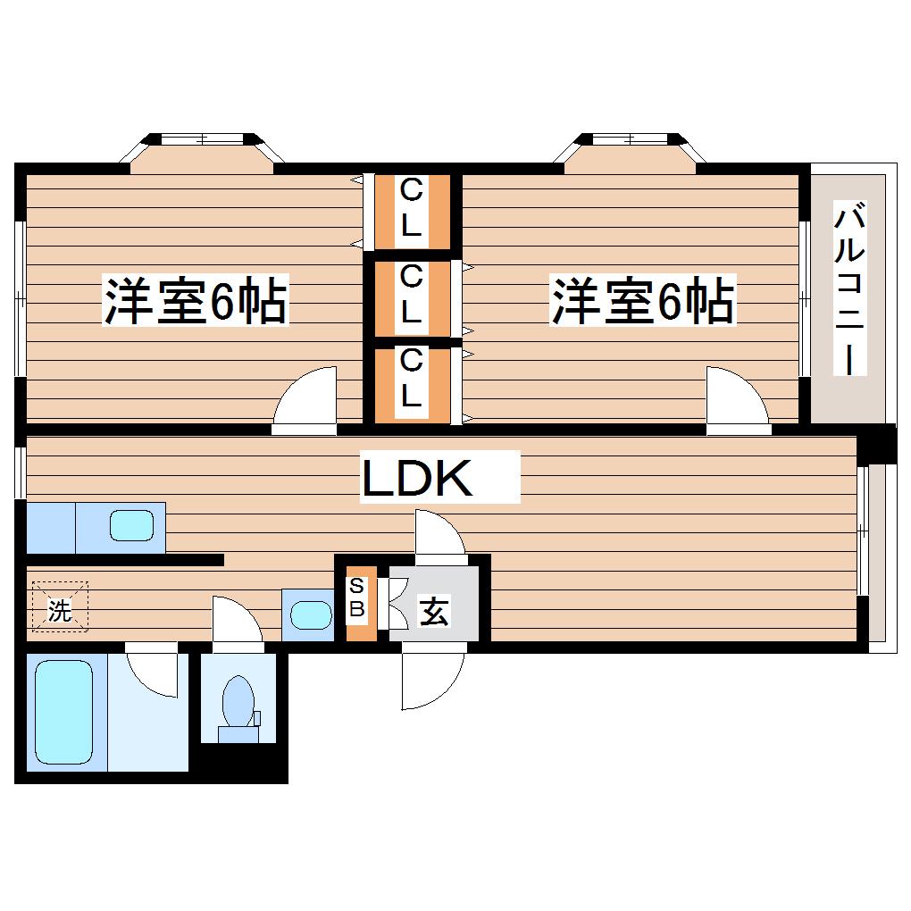 ベルドミールI(2LDK/3階)の間取り写真