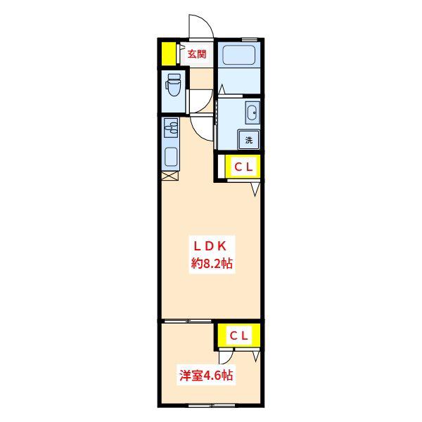 ファビュラス(1LDK/1階)の間取り写真