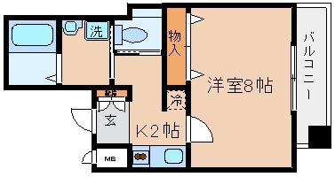レジデンス富久寿(1K/4階)の間取り写真