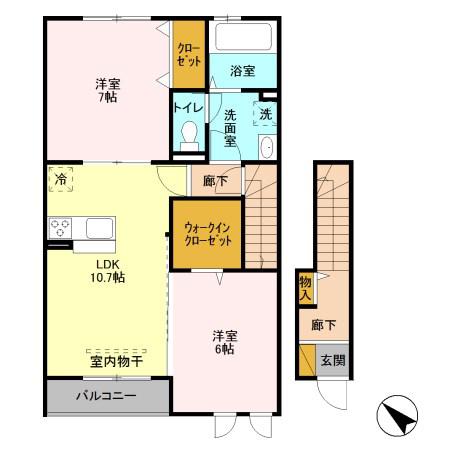 メゾンフォーレ(2LDK/2階)の間取り写真
