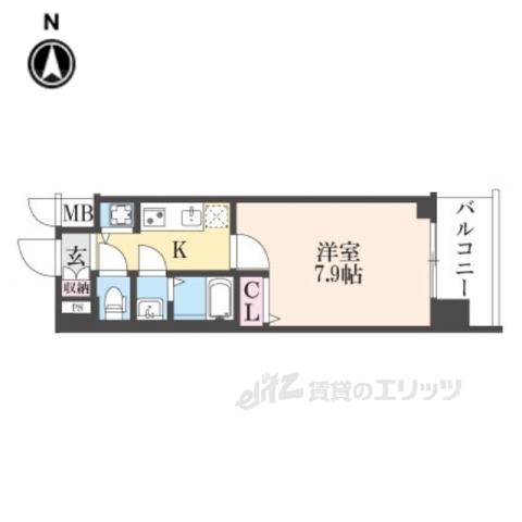 ファステート京都洛南エリーゼ(1K/3階)の間取り写真