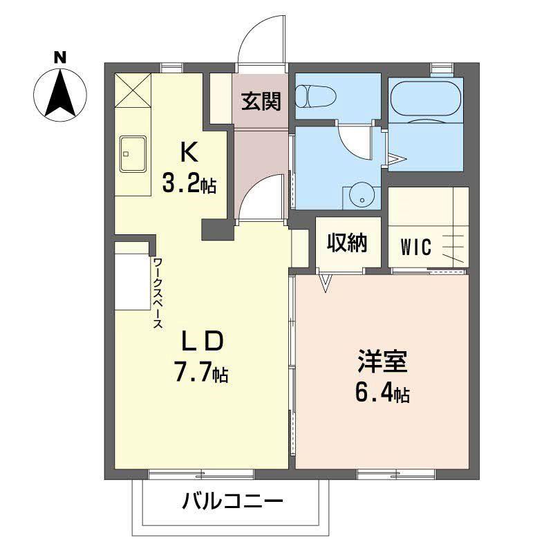 エクセラン(1LDK/2階)の間取り写真