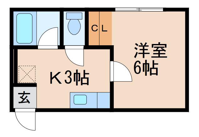 エクストリーム中島(1K/1階)の間取り写真