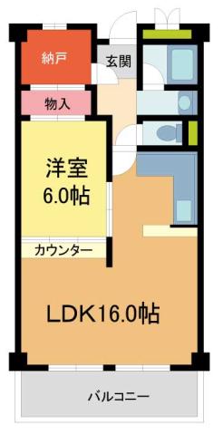 夙川グリーンタウン北棟(1SLDK/5階)の間取り写真