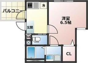ALEGRIA津久野サウス(1K/3階)の間取り写真