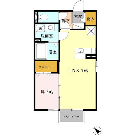 メルベーユKII(1LDK/2階)の間取り写真
