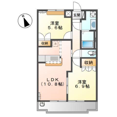グランドメゾン(2LDK/2階)の間取り写真