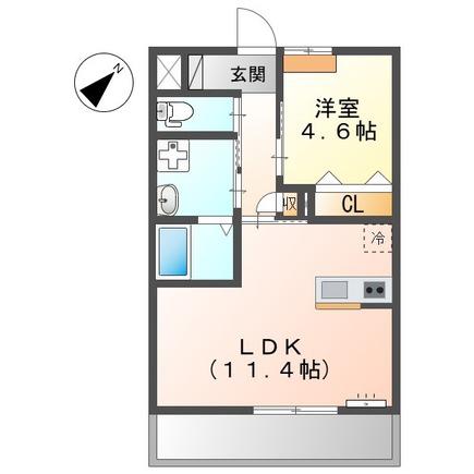 ファーストスター(1LDK/2階)の間取り写真