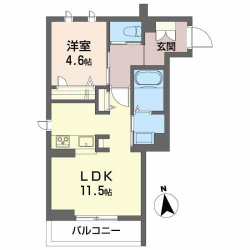 グランメゾンアムール錦町(1LDK/2階)の間取り写真