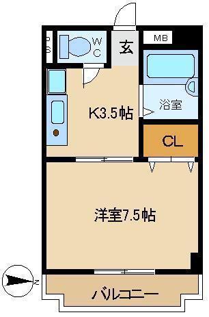 ハイムリオバ(1K/3階)の間取り写真