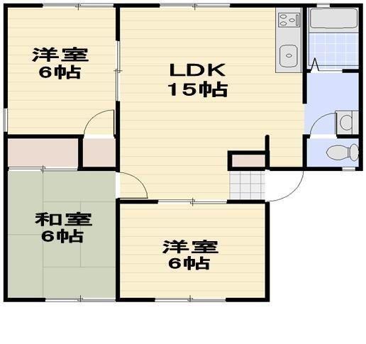 パナサンビューハイツB棟(3LDK/1階)の間取り写真